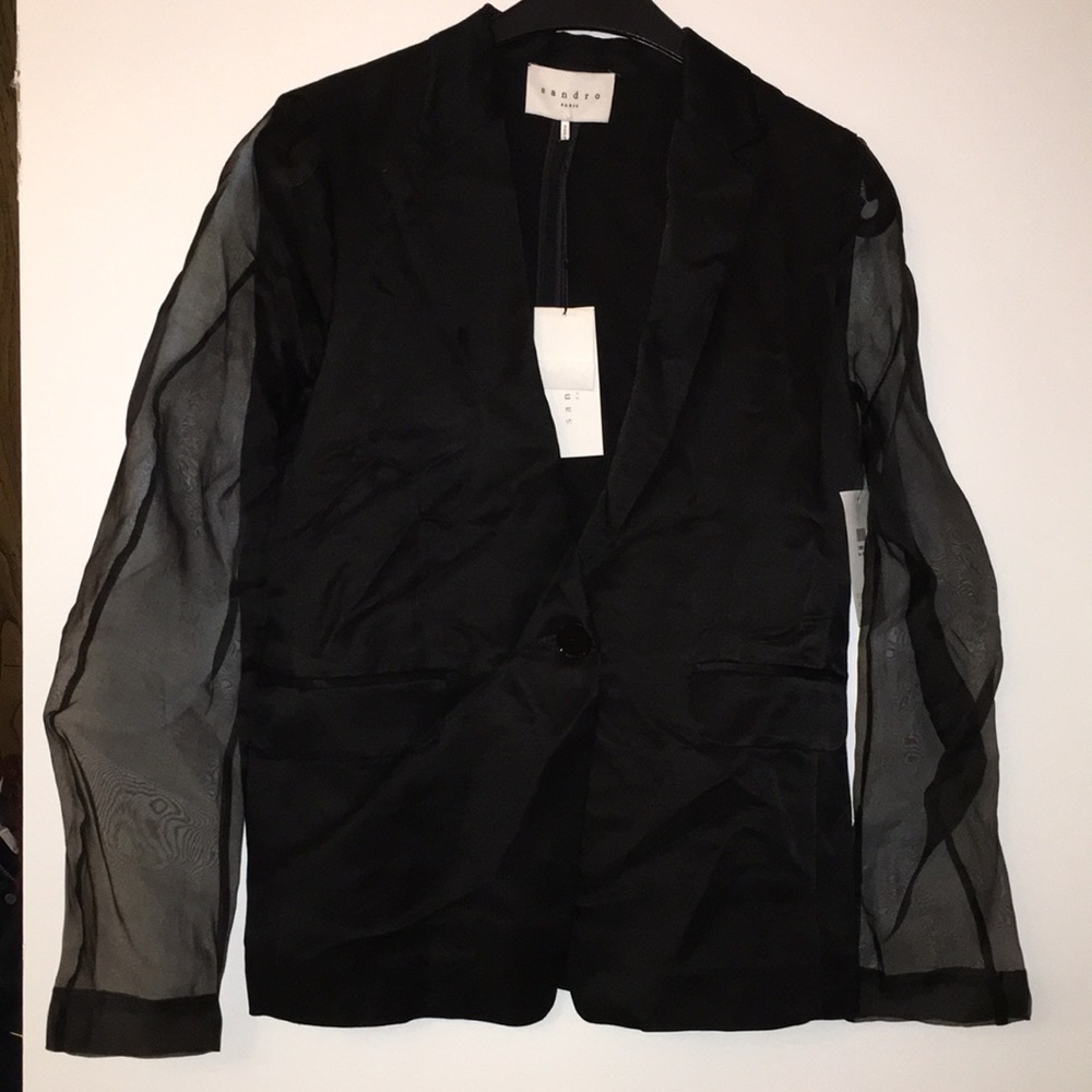 Sandro black blazer with sheer sleeves!